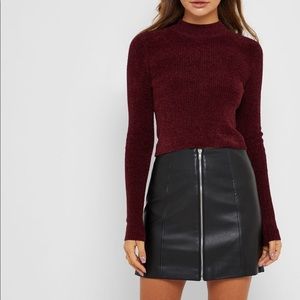 NEW GRUNGE FAUX LEATHER ZIP SKIRT